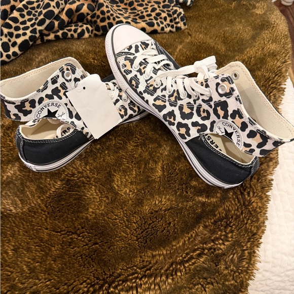 Converse Shoes - Converse Leopard Print High Top Sneakers - Black, Tan & White